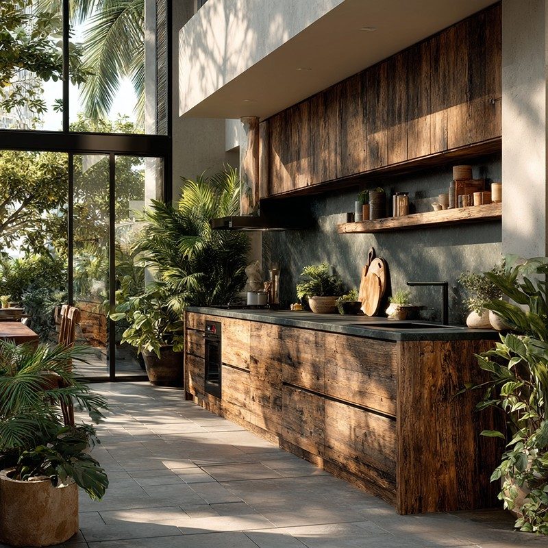 Wood Grain Finish Lacquer Kitchen Cabinets